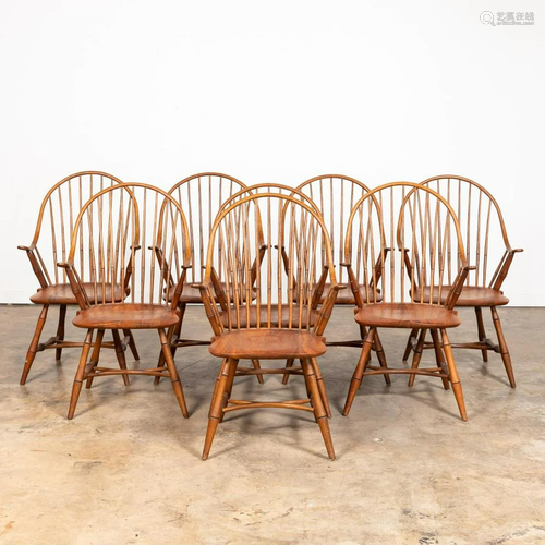 SET, 8 DANA HATHEWAY BLACK WALNUT WINDSOR CHAIRS