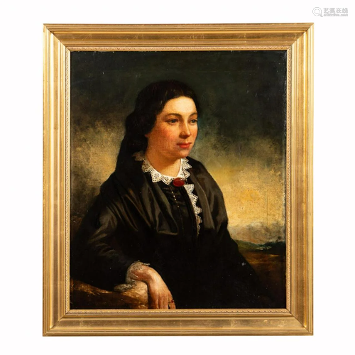 19TH C PORTRAIT OF WOMAN, OIL ON CANVAS, FRAMED