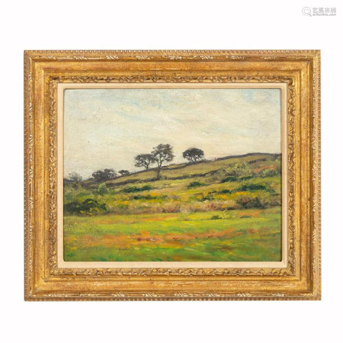 CARLETON WIGGINS, LANDSCAPE ON BOARD, FRAMED