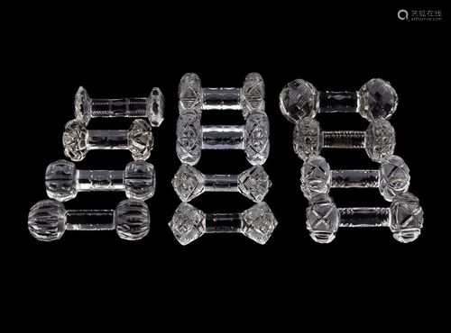 TWELVE MISC. CUT CRYSTAL KNIFE RESTS