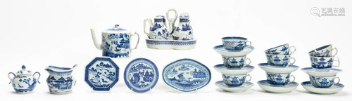 BLUE CANTON PARTIAL TEA SERVICE, 27PCS