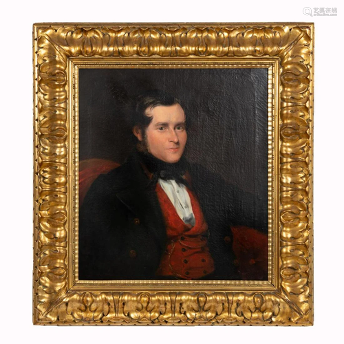 19TH C. PORTRAIT OF A GENTLEMAN, GILTWOOD FRAME