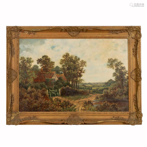 HENRY BATES JOEL, ENGLISH LANDSCAPE, GILT FRAME