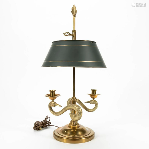 CHAPMAN BRASS DOUBLE SWAN HEAD BOUILLOTTE LAMP