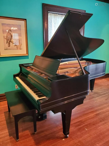 WILLIAM KNABE EBONIZED GRAND PIANO WITH BENCH