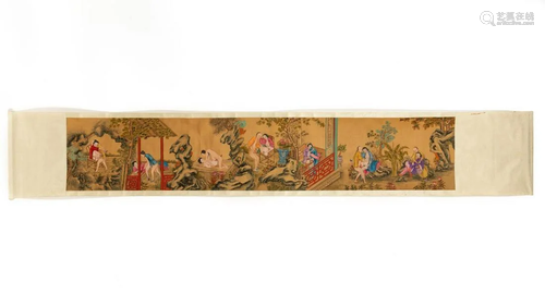 CHINESE EROTIC PAINTED SCROLL ON SILK