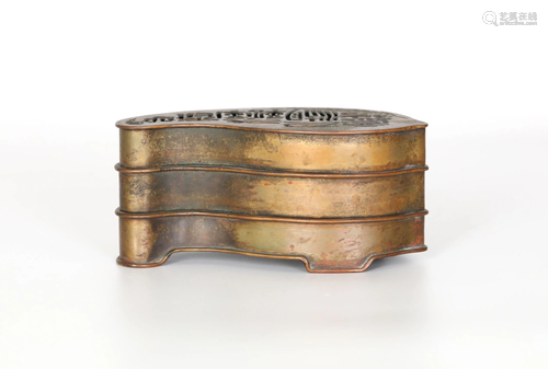 Chinese Leaf Form Bronze Censer