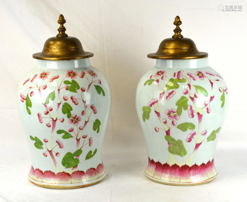 Pr Chinese Famille Rose Ginger Jars