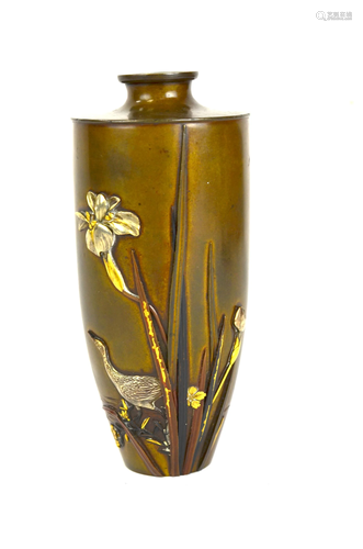 Japanese Art Nouveau Mix Metal Vase