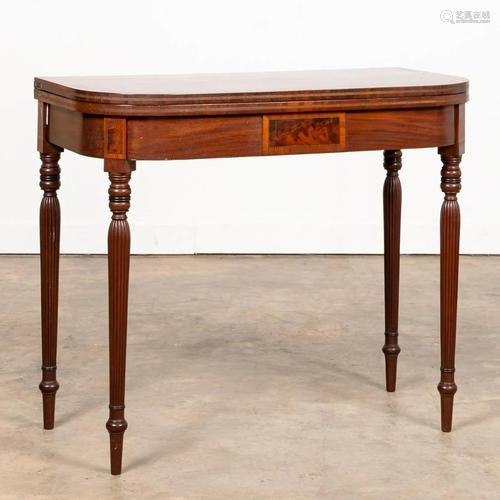 19TH C. AMERICAN FEDERAL MAHOGANY GAMES TABLE