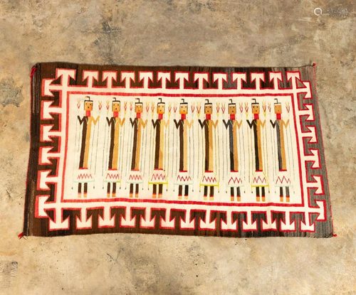 NATIVE AMERICAN NAVAJO FIGURAL YEI RUG 3'3