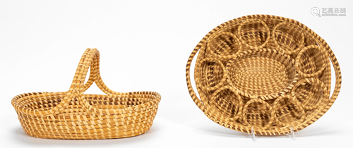 2 PC, CHARLESTON SWEETGRASS BASKET & DRINKS SER…