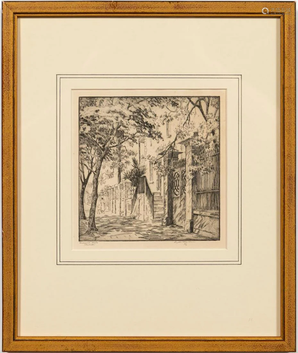 ELIZABETH O'NEILL VERNER, SHADOWED WALLS, ETCHING