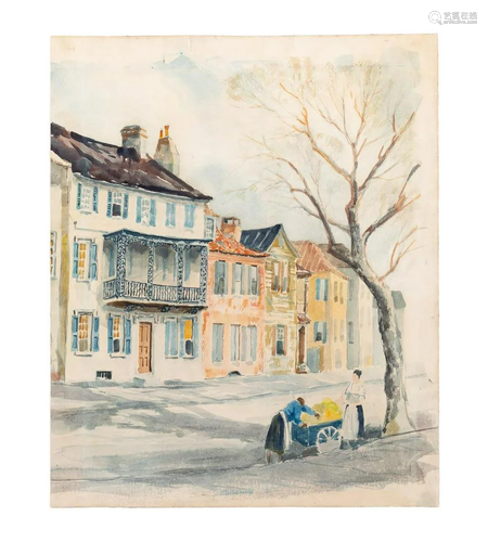 ALFRED HUTTY, CHARLESTON CITYSCAPE WATERCOLOR