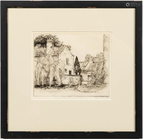 ALFRED HUTTY, CHARLESTON STUDIO ETCHING, 1931