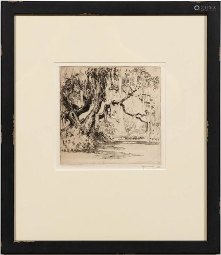 ALFRED HUTTY, MAGNOLIA GARDENS, CHARLESTON ETCHING