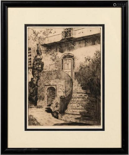 ALFRED HUTTY, TRADD STREET, CHARLESTON, DRYPOINT