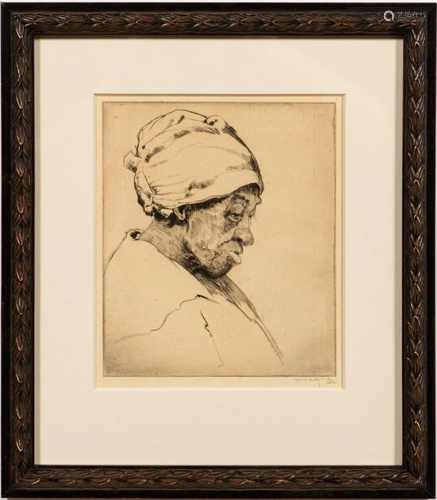 ALFRED HUTTY, CHARLESTON ETCHING, PORTRAIT OF LADY