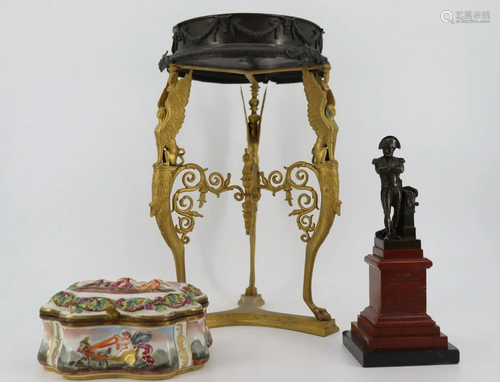 Empire Bronze Centerpiece, Bronze Napoleon & A