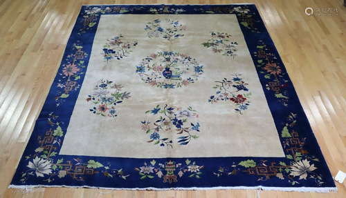 Antique And Finely Hand Woven Chinese Carpet.