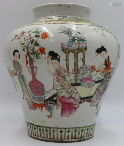 Chinese Famille Rose Wine Jar.