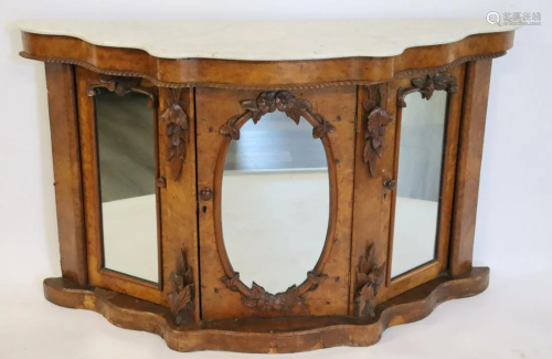 Victorian Walnut, Carved & Marbletop Cabinet.