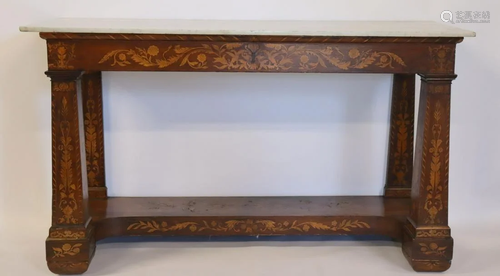 18 /19 Century Marquetry Inlaid Marbletop Console