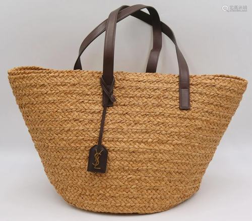 COUTURE. Yves St Laurent Panier Raffia Basket Tote