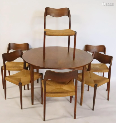 6 Niels Moller Chairs Together With A Danish