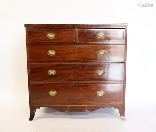 George 111 English Mahogany Chest Of Drawers.