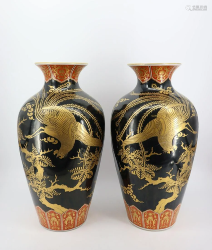 A Vintage Large & Impressive Pair Of Japanese