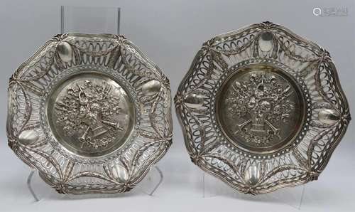 SILVER. (2) Continental .800 Silver Ornate Plates.