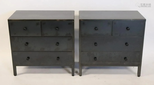 A Vintage Pair Of Metal Chests.