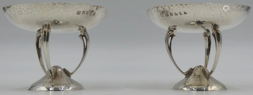 SILVER. Pr of Art Nouveau English Silver Tazzas.