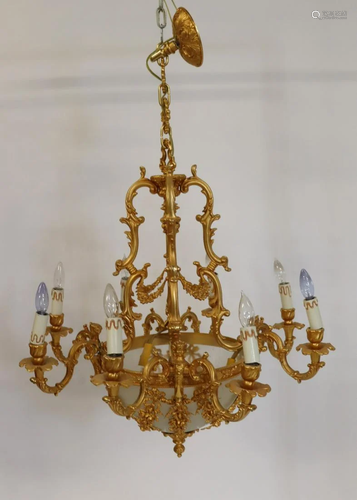 Vintage And Fine Quality Bronze Chandelier With