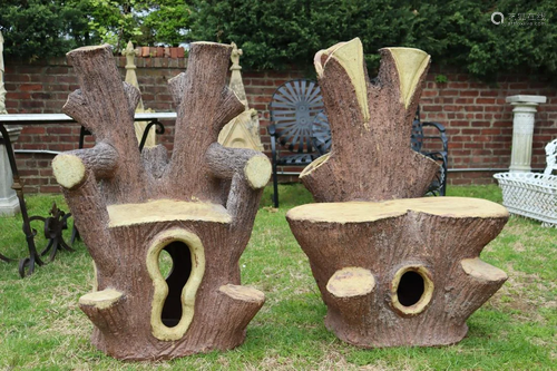 2 Large & Impressive Vintage Tree Stump