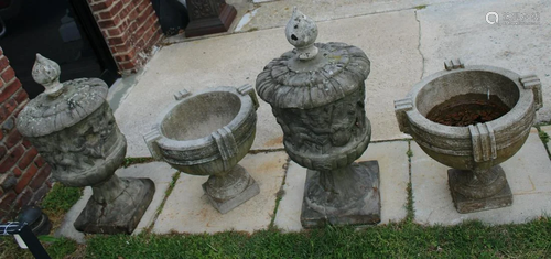 2 Pairs Of Antique Portland Urns.