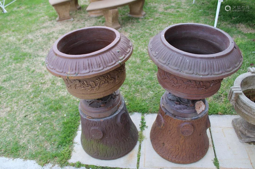 An Antique Pair Of English Glazed Pottery Urns