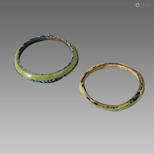 Lot of 2 Ancient Roman Mosiac Glass Bracelets c.2nd