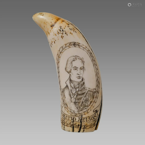 H.M.S. VICTORY (HORATIO NELSON) SCRIMSHAW WHALE TOO…