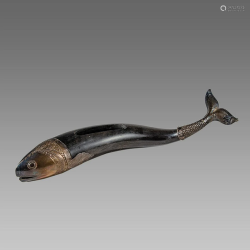 European Carved Fish Model mounted with Silver.