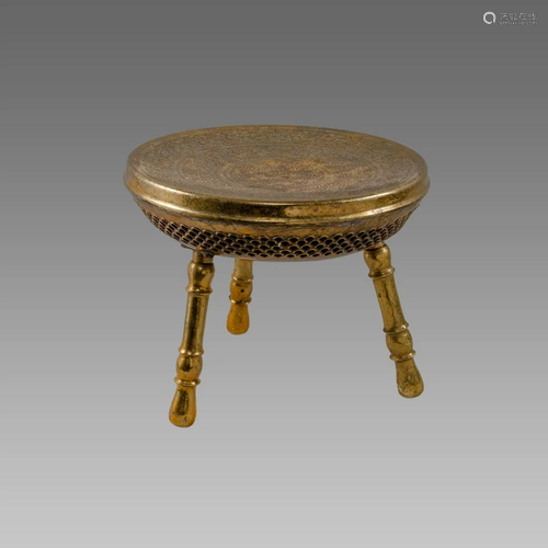 indian Brass Three legged Foot stool.