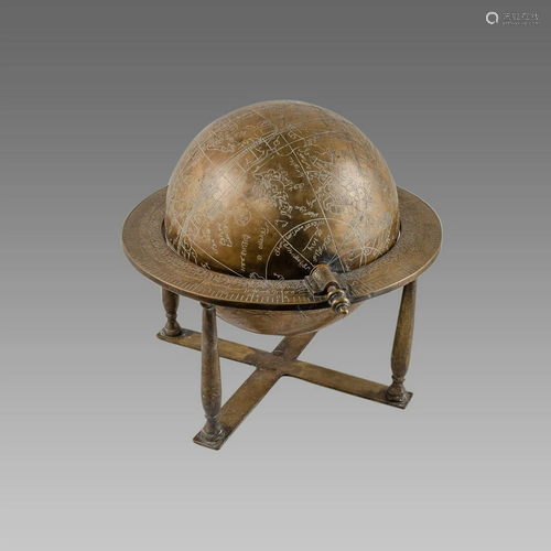 Middle eastern Brass Globe on Stand.