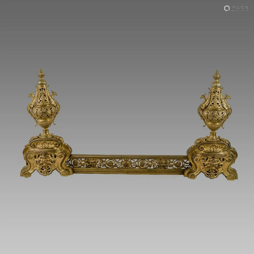 19th century French bronze chenets andirons.