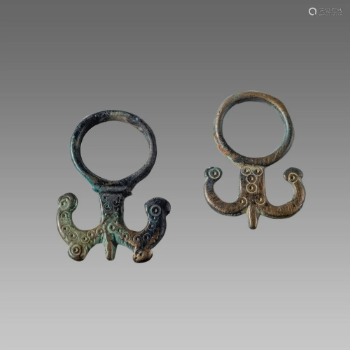 Lot of 2 Ancient Islamic Seljuk Bronze Rings c.9th