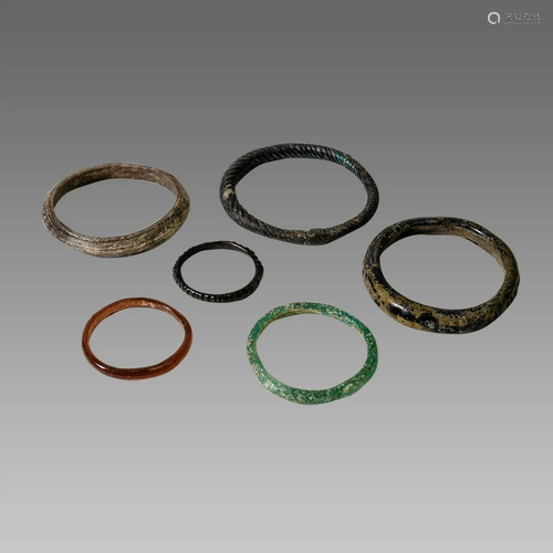 Lot of 6 Ancient Roman Glass Bracelets c.2nd century