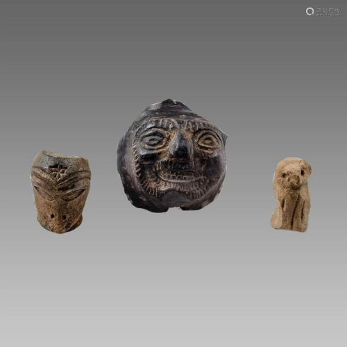 Lot of 3 Ancient Phoenician Terracotta Idol Fragments