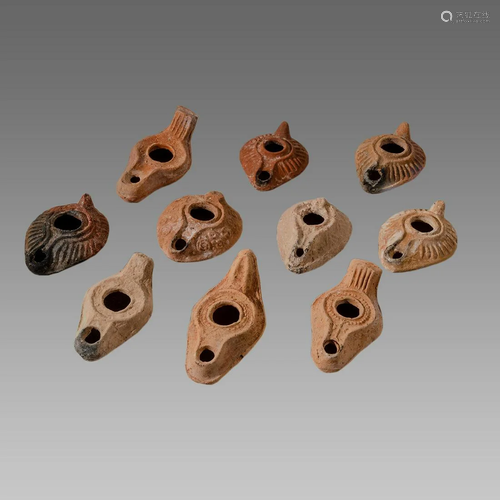 Lot of 10 Ancient Roman, Byzantine Terracotta Oil Lamps