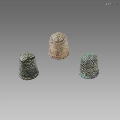 Lot of 3 Medieval Bronze Thimbles c.14th century BC.