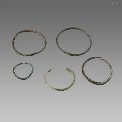 Lot of 5 Ancient Roman Bronze Bracelets c.2nd/4th cent